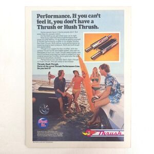 Vintage Thrush Hush Muffler Print Ad Beach Surfing Garage Wall Art Promotional